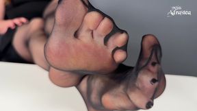 The More You Sniff the Weaker You Get! - Pantyhose Domination with Foot Worship and Jerk off Instruction with Miss Adrastea