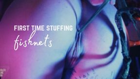 My First Time Stuffing Fishnets - ODD INSERTIONS FISHNET FETISH - PUSSY STUFFING AND GLASS DILDO FUCKING by PETITE REDHEAD