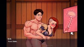 Fantasy older woman seduces her naive student in a 2D dating sim game.