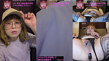 アナルプラグを挿して本棚をうろつく女装。興奮して最終的にはトコロテンしてしまう(笑)に