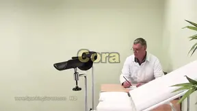 Cora gets her juicy cunt spanked at the gyno doc