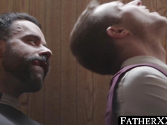 FatherXXX.com - Daddy priest's raw, post-confession anal claiming of a religious twink