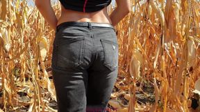 Cumming in My Panties While Work on Corn Field