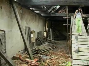 Anne and Lesley Playing in a Haystack