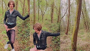 Filmed by Stranger in the Woods Riding Dildo