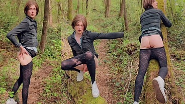 Filmed by Stranger in the Woods Riding Dildo