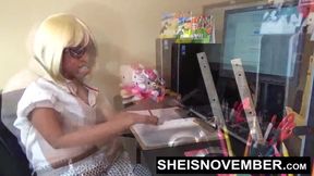 I Really Need This Job! Big Butt Slut Having POV Reverse Cowgirl Sex With Her Horny Boss To Keep Her Job, Sexy Skinny Black Girl Sheisnovember Fucking Completely Naked With Big Boobs And Areolas Jiggling, By Msnovember