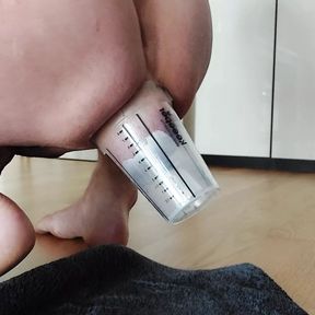 Anal Torture with pump stretching ball inflation, cum dripping and masturbation