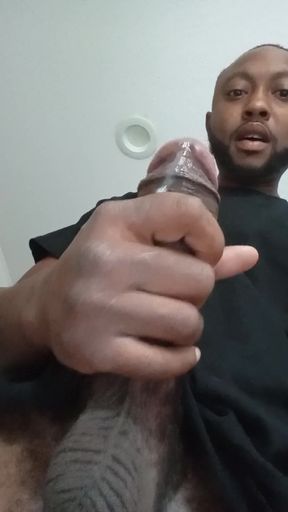 Jerking off and Cumming with a Dripping Black Dick