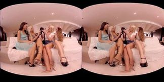 VirtualRealPorn Four girls playing with dildos in VR