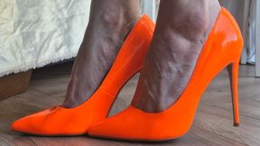 Neon Orange Heels & Shoeplay