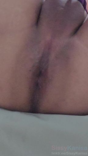 Sissy Kanisa Try on New Toy Purple Jewel Metal Anal Plug Size L