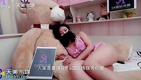 Petite Chinese babe in pink lingerie got fucked by her horny step brother