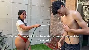 Step-sister seduced by giant rod under the sun