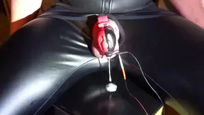 Hands–Free E–Stim Cum Milking With Chastity Cage In Intense BDSM Scene