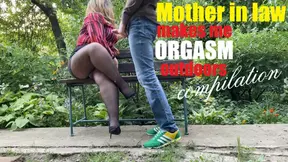 Hot MILF mom gives handjob and cums in public park