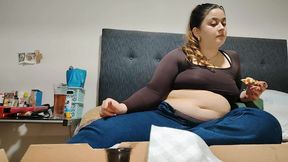 Nicole's Massive Pizza Binge: Belly Bursting Bliss