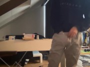 Grey Sweatpants with an Alluring Bulge