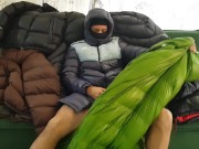 Hot cumshot on my Puffy Jacket