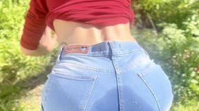 Smoking in the Sun with Wet Jeans Tease
