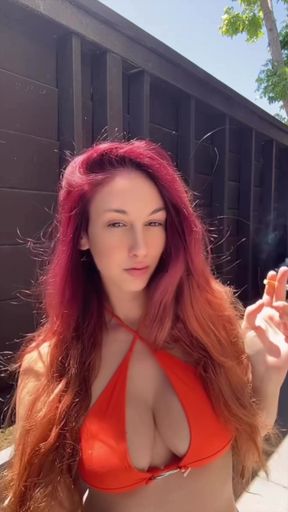 Italian Long hair big boobs Stepmom Artemisia Love smoking session outdoor