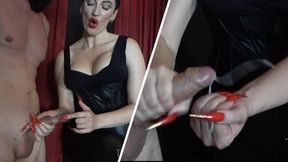 Cum with Mistress Christine long nail insertion