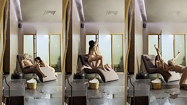 Lesbian steaming room fun