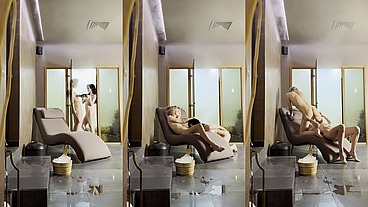 Lesbian steaming room fun
