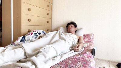 A horny morning scene of a perverted Japanese amateur male.