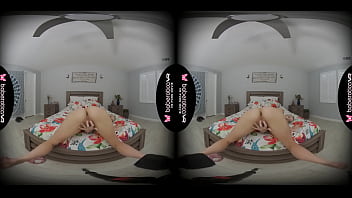 Solo teen with blonde hair, Kenna James is horny, in VR