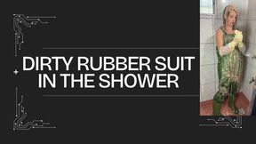 rubber suit in shower clean