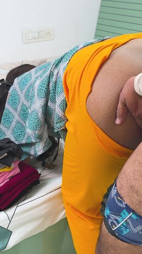 Komal was cleaning her mistress Madam's house, folding her clothes and the owner started kicking her ass from behind.   Clip 1