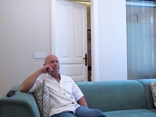 Favourable granddad screws hawt brunette hair and gets sloppy oral job