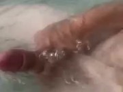 Blowing loads in the hot tub during a storm
