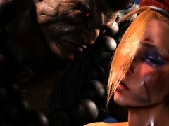 Akuma gives the Street Fighter ladies a taste of defeat.