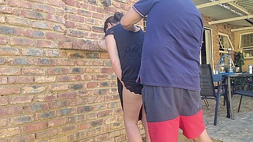 Outdoor doggystyle fucking with the neighbours wife
