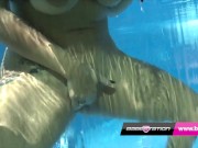 Babestation pornstar Leah Jaye shows you her pussy in the pool