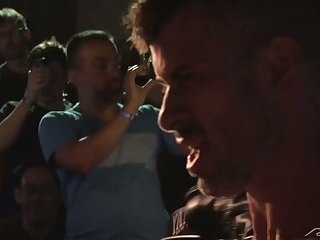Gay muscle men sex in public