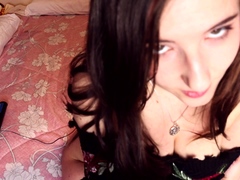 Amateur brunette in stockings luscious pussy fuck