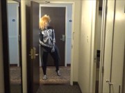 skeleton in wetsuit cums in hall