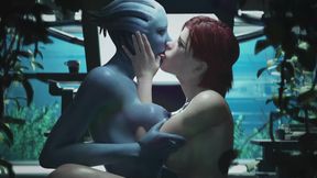 Shepard & Liara Tongue Sucking (Wallpaper Loop)