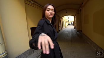 Asian nymphomaniac deep throats and fucks random guy