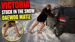 Vika shiny tights ballet shoes stuck in the snow moving backwards 1080 full video 27 min