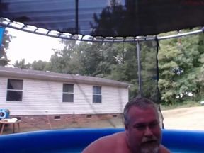Bearded Daddy Plays Naked by the Pool