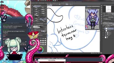 Brunette chokes on giant tits during live anime cosplay