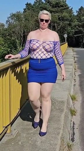 Showing off My Boobs on the Bridge