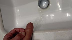 The Pig Shows You How Far the Cum in the Previous Video Splashed and His Big Cock Full of Semen