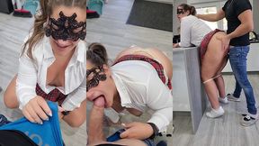 puta latina va a clase con minifalda!