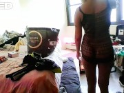 COSPLAY QUEEN FETISH MIDGET EBONY STRIPPER TRYING ON CLOTHING CASTING