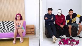 Amateur redhead Mei tries one of our BLIND DATES with 3 rookies!